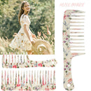 3X ANTI-STATIC DETANGLING SCALP MASSAGE HAIR COMB SHAMPOO COMB W/ FLOWER PRINTS
