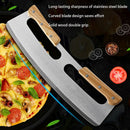 Kitchen Pizza Cutter Stainless Steel Wooden Double Handle Pizza Cutter PieB Ew