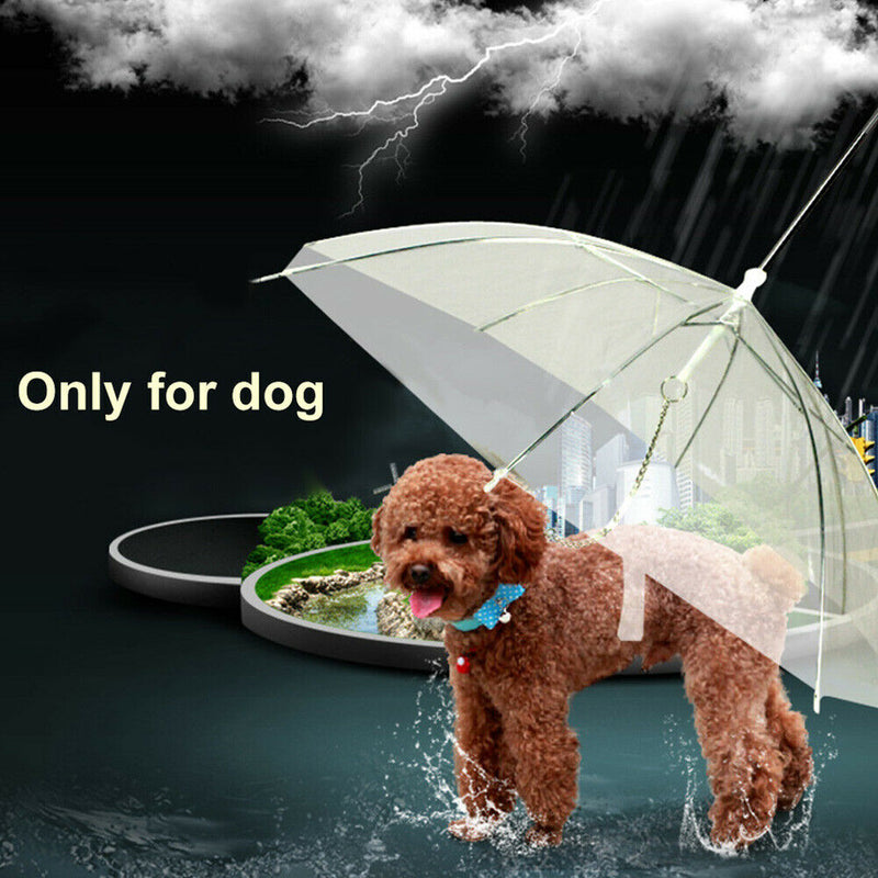 Dog Walking Waterproof Pet Clear Umbrella Cover Raincoat Built-in Leash Hook