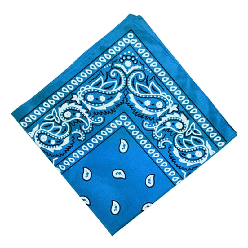 Women Men Double Sided Paisley Bandana Head Wrap Headband Handkerchief Blue