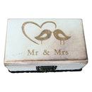 Bird Couple Mr Mrs Retro Wedding Ring Bearer Box Wood Display Jewelry Holder