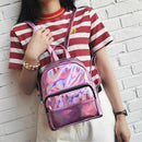 Holographic Leather Backpack for Girls Pink Mini Backpack for Women
