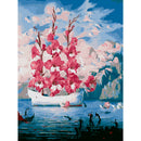 DIY Digital Oil Painting By Numbers Flower Boat Canvas Picture Decoration