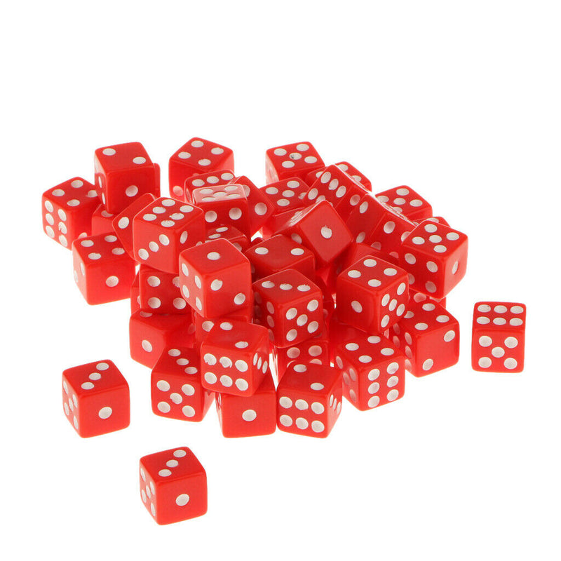 50pcs 12mm Opaque Six Sided Spot Dice Games D6 D&D RPG Wargaming Red