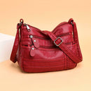 Fashion Messenger Bag Women PU Leather Soft Purse Shoulder Handbag (Red)