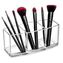 3 Holes Transparent Acrylic Makeup Brush Tool Storage Box Case Holder Deluxe