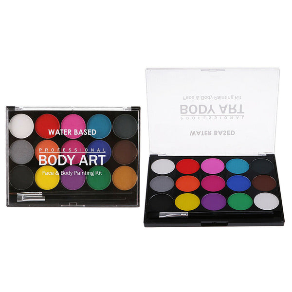 2Pcs Make Up Face Paint 15 Colors Palette Halloween Fancy Body Face Painting