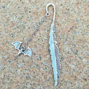 1XLuminous Night Bat Bookmark Label Read Maker FeatherBookMarkStationerySilver3C