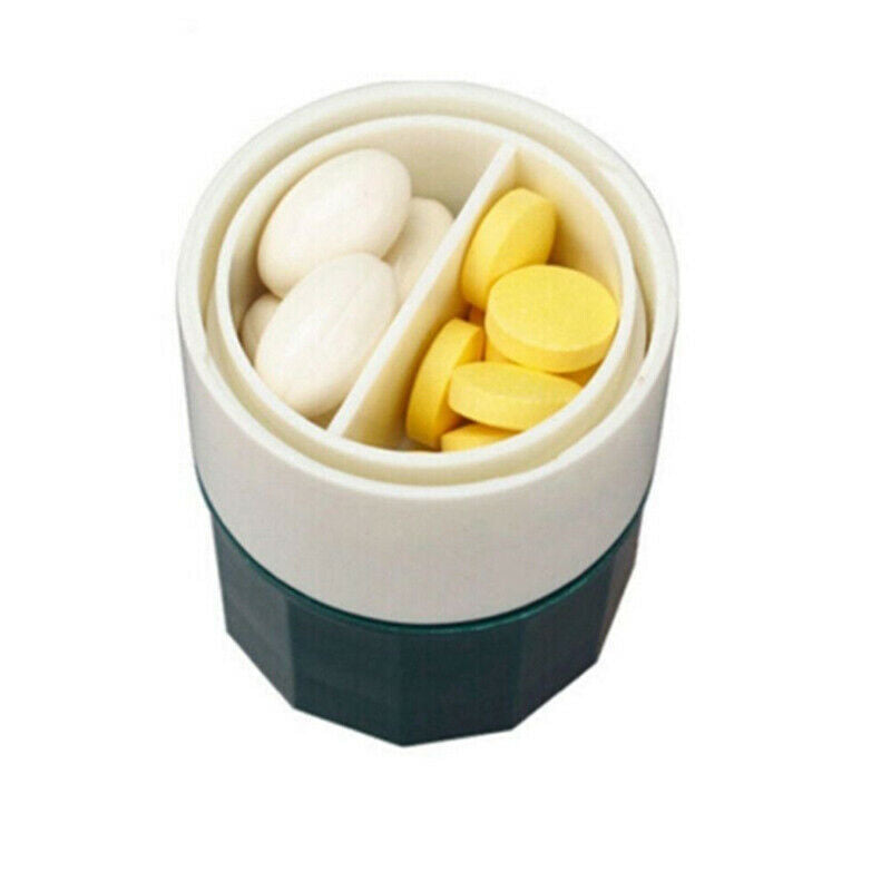 Portable 4 Layer Pill Crusher Grinder Splitter Divider Cutter Storage Box Tablet