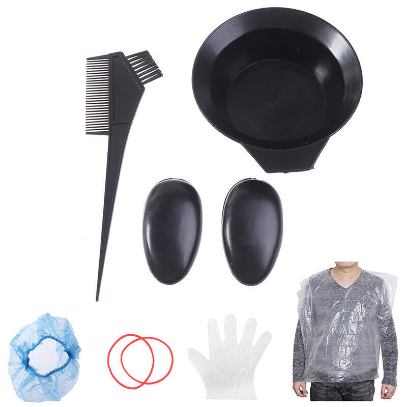 8Pcs Hair Color Dye Bowl Comb Brushes gloves hat Tool Kit Dye Bowl Comb Brus Hn