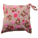 Baby Toddler Waterproof Zipper Reusable Cloth Diaper Bag Monkey Pattern