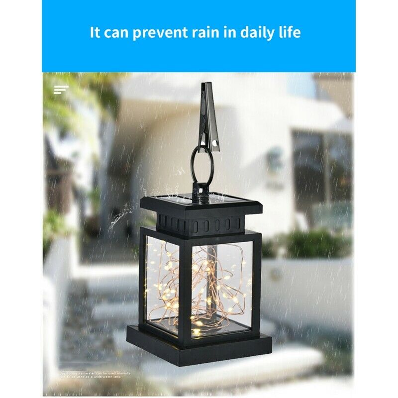 Outdoor Garden Solar Powered Hanging LED String Lights Flickering Candle La