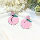 Fashion Fruit Series-Statement Dangle Ear Stud Earrings Woman Jewelry Peach 2pcs