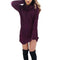 Women Turtleneck Cotton Long-Sleeves Bodycon Pure Color Dress (Wine Red M) A#S