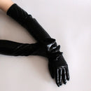 Long gloves in leather optics One Size Black - Black X6M8