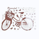 Fashion Flower Bicycle Wall Decals with Quotes, Living Room Bedroom Removab