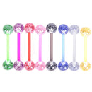 8PCS/Set Colorful Glitters Acrylic Barbell Ball Tongue Rings Piercing Jewe FT