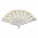 Chinese Dance Party Wedding Lace Flower Folding Hand Held Flower Fan (white F5R6