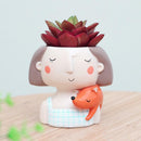 2PCS Lovely Girls Mini Flower Pot Cacti Succulent Plant Pot Garden Planter