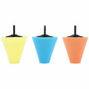 3Pcs 1/4 inch /6mm Shank Sponge Cone Metal Polishing Foam Pad Wool Buffing