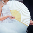 18 Pieces White Handheld Fans Cloth Fans Bamboo Folding Fans For Wedding De