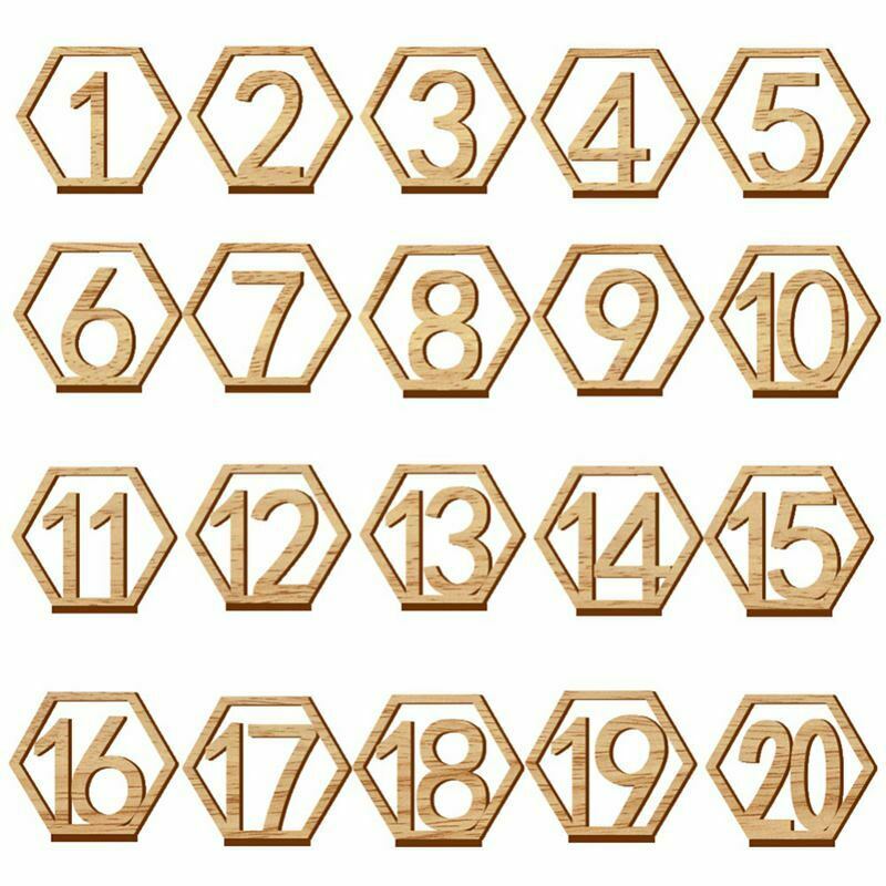 1-20 Numbers Wood Signs Wedding Hexagon Table Number Wooden Table Numbers R E2Y6