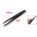 3 Pcs Anti Static Flat Tip Black Plastic Tweezers Nipper R2I3