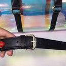 Portable Women Large Capacity PVC Shoulder Bag Holographic Weekend Luggage Tote