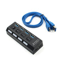 USB 3.0 HUB 4 Port External Compact Portable Built-in Cable For PC Laptop