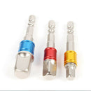 3pcs/set Socket Bit Adapter Drill Nut Driver Power Extension 1/4 3/8 1/2 3C