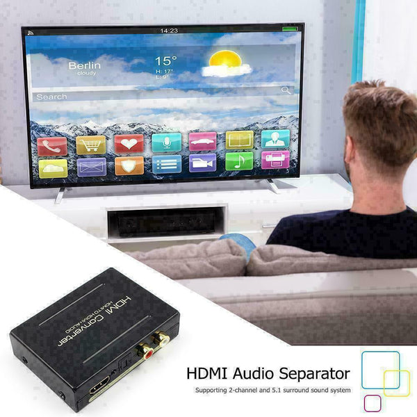 1080P Audio Extractor Splitter HDMI & L/R Phono and optical H7V9 SPDIF/TOSL Z3Q6