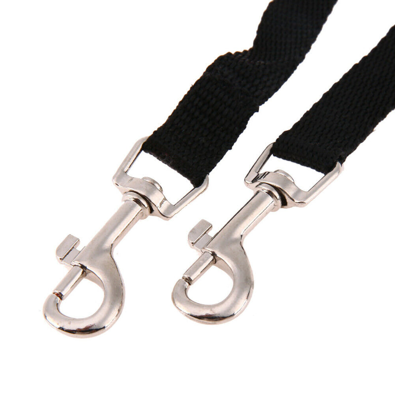Nylon Double Dual Two Pets Dogs Leash 2 Way Coupler Walk Necklace(Black)