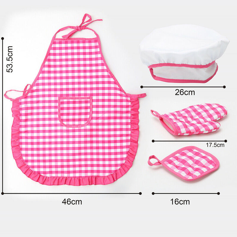 2 Sets Kids Baking Sets for Girls, Real Kids Cooking Set with Hat and Apron,