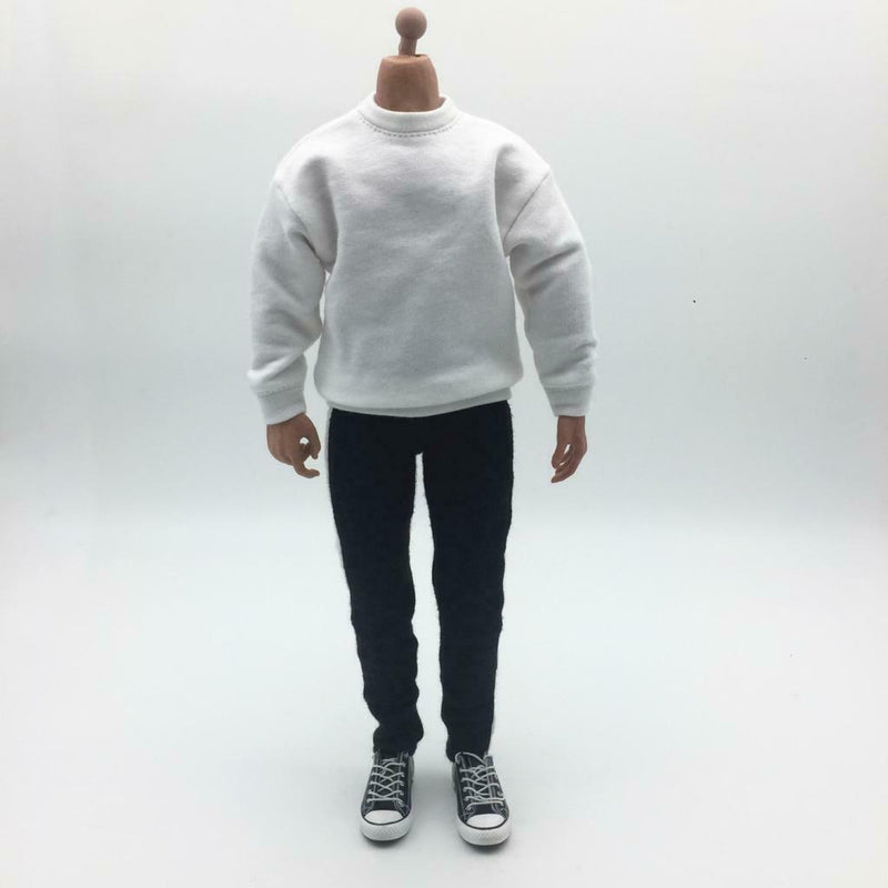 1/6 Scale Round Collar Sweatshirt Top Outfit and Striped Pants For 12'' HT PH