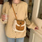 Fashion Shoulder Saddle Bag Women Splicing Fleece PU Messenger Tote (Brown)