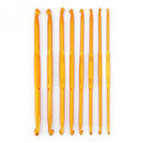 8Pcs Golden Double End Crochet Hook Bamboo Knitting Needle Set Home Weave N