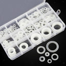 250Pcs Durable White Nylon Washer Flat Gasket  Washer Set With Storage Box