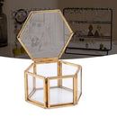 Geometric Clear Glass Jewelry Box Jewelry Organizer Holder Tabletop Succule D7C8