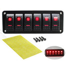 6 Gang 2LED Light Rocker Switch Panel Circuit Breaker 12V-24V Boat Marine W