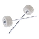 2pcs Stainless Steel Shaft White Drum Pedal Felt Bass Drum Beater Mallet