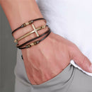 Leather Cross Bracelets Bangles Adjustable Bohemia Chain Bracelet Men JewelOZ
