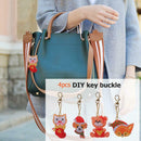4pcs DIY Full Drill Special Shaped Diamond Painting Xmas Animal Key Rings