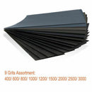 72Pcs 400 to 3000 Grit Wet Dry Sandpaper Assortment 9 x 3.6 Inches for Auto J7J7