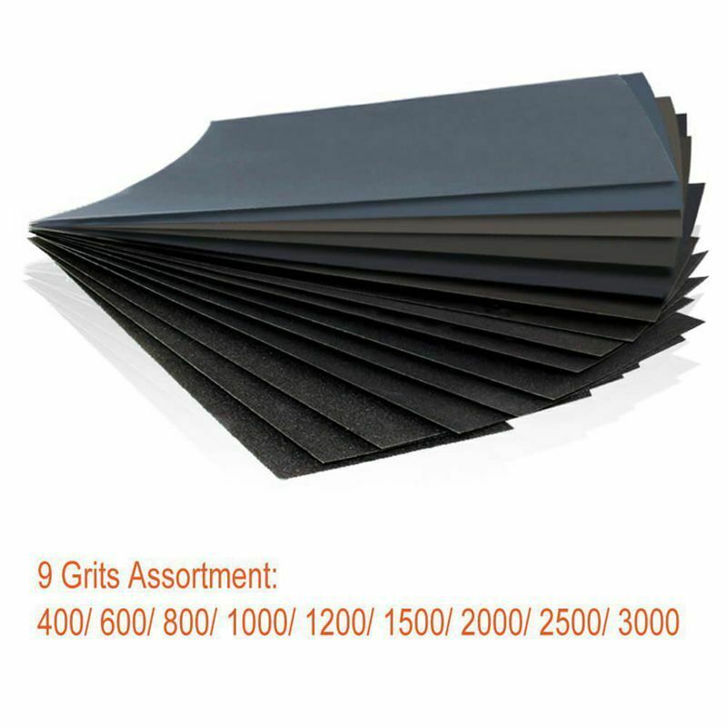 72Pcs 400 to 3000 Grit Wet Dry Sandpaper Assortment 9 x 3.6 Inches for Auto J7J7