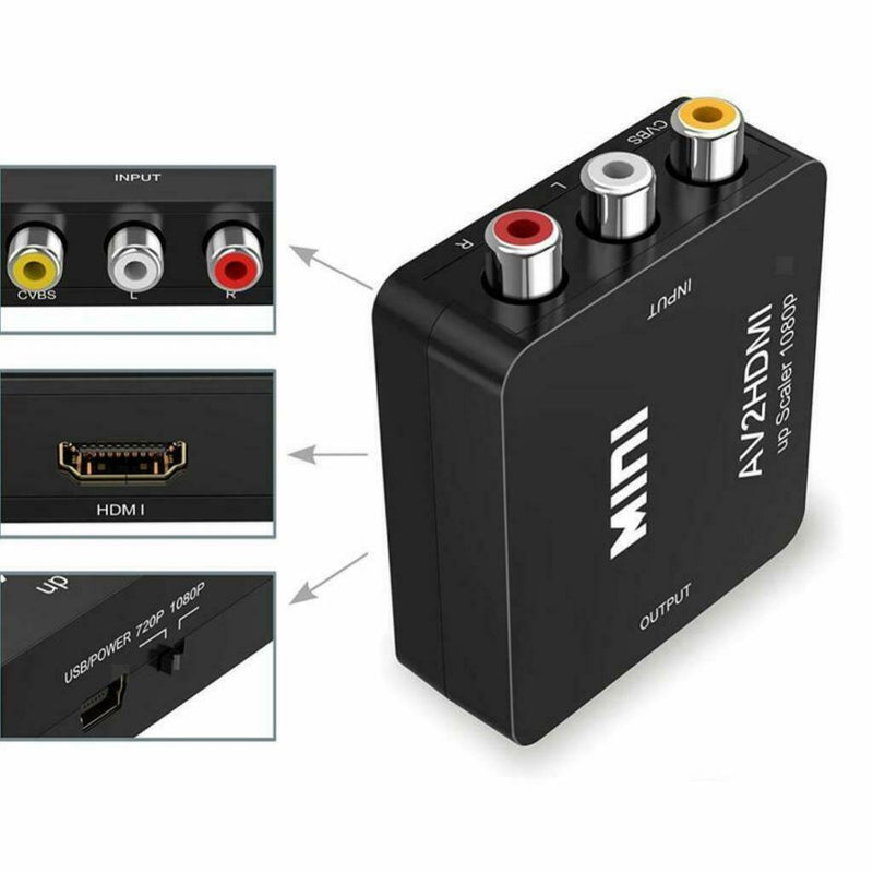 HDMI To AV, 1080P Full HD HDMI Converter, Video Audio AV To HDMI Adapter With