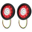 1 Pair 19 Leds Car Rear Tail Lights Round Rubber Stop Brake Lamp For 12V 24