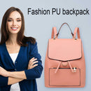 Leather Women Casual School Bags Shoulder Handbag Travel Backpacks (Pink)