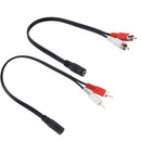 2pcs 13Inch 3.5mm Female to 2 Dual RCA Male - RCA to AUX Y Stereo Splitter Cable