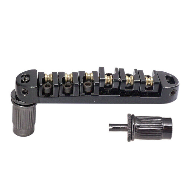 1 Set Roller Saddle Locking Bridge with Studs for Les Paul LP Guitar Black