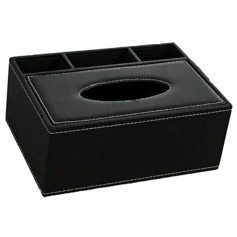 Leather Tissue Box Remote Control Holder Multifunctional Desktop Organizer PX1N6